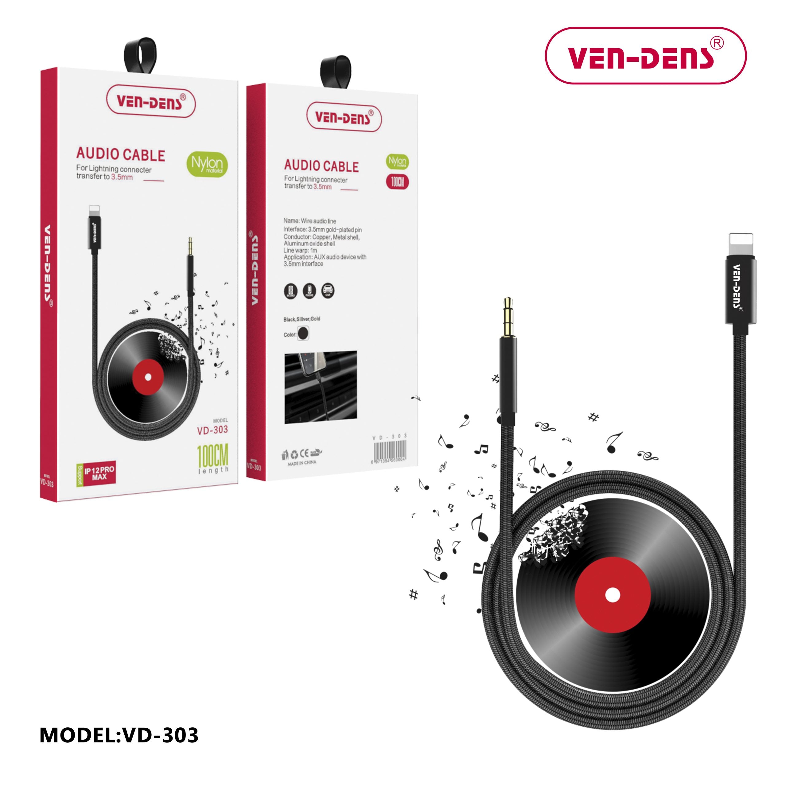 Ven-Dens VD-303 Lightning to AUX 3.5mm Nylon 1m